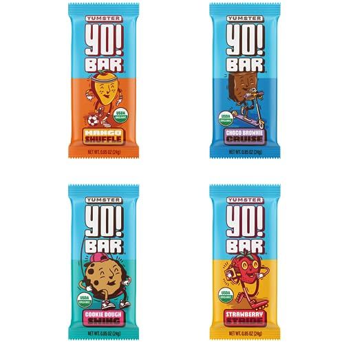 Yo! Bar by Bearded Brothers Vegan Organic Kids Bar | Gluten Free, Paleo and Whole 30 | Soy Free, Non-GMO, Low Glycemic, No Sugar Added, Fiber + Whole Foods | Variety 4 Flavor Pack | 25 Bars