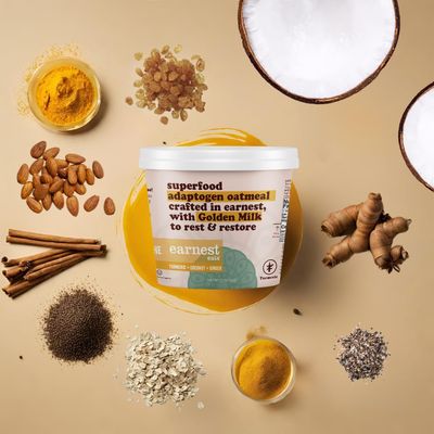 Earnest Eats Superfood Adaptogen Turmeric + Coconut Oatmeal Cups (6 Pack) - Non-GMO, Vegan, Gluten Free, Glyphosate Free Oats