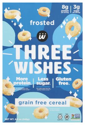 Three Wishes O Shape Frosted Cereal, Less Sugar, Grain Free, 8.6 Ounces (Pack Of 6)