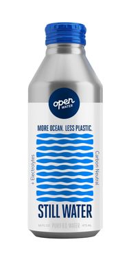 Open Water Still Bottled Water with Electrolytes in 16-oz Aluminum Bottles (2 Cases, 24 bottles - Still) | BPA-free and Eco friendly