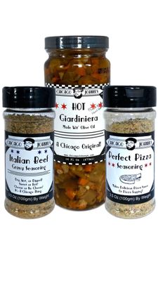 Flavors Of Chicago Combo Pack | Hot Giardiniera Pizza Seasoning Italian Beef Gravy