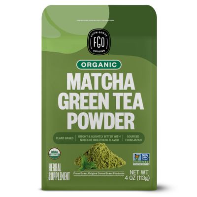 FGO Organic Matcha Green Tea Powder, Japanese Culinary Grade, Resealable Bag, 4oz, Packaging May Vary (Pack of 1)