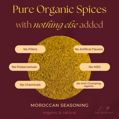 The Spice Hut Organic Moroccan Seasoning, Mediterranean Spice Blend Flavor for Meat/Vegetables/Chicken, 16 Oz