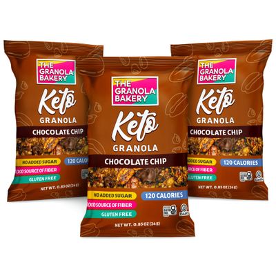 TGB Chocolate Chip Granola Bites, Keto Snack, No Added Sugar, Gluten Free, Good Source of Fiber, 0.85oz Bag (Pack of 6)