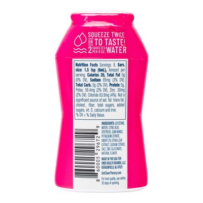 Clear Theory Water Flavoring Drops with Electrolytes, Water Enhancer Liquid Flavored Water Drink Mix, Hydration for Kids, Vegan, Gluten Free, Low Calorie, Watermelon Berry, 4 Pack, 1.62 Fl Oz Bottles