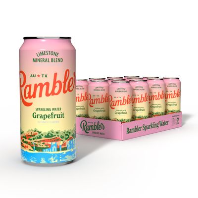 AUTX RAMBLER Grapefruit Sparkling Water, Limestone Mineral Blend, Grapefruit Flavor, 16oz Tallboys, 12-Pack
