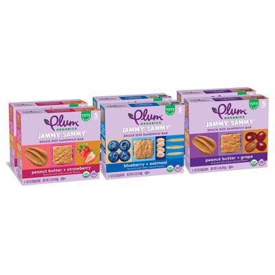 Plum Organics Jammy Sammy Snack Bars Variety Pack - 1.02 oz Bars (Pack of 30) - Organic Toddler Food Snack Bars