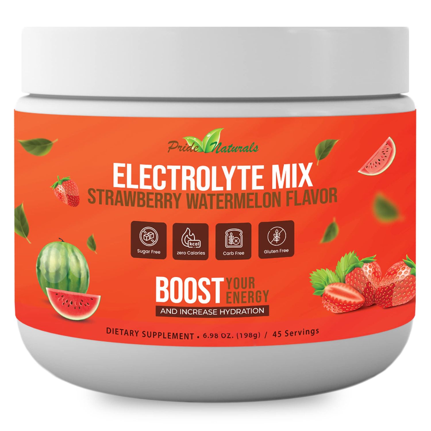 Electrolyte Powder - Refreshing Workout Recovery Electrolytes, Sugar Free, Gluten Free &amp; Vegan, Pure Keto &amp; Paleo Hydration Beverage, Immune Boosting Vitamins (198 Grams, Strawberry Watermelon)