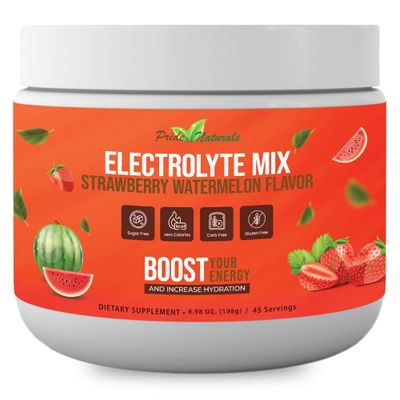 Electrolyte Powder - Refreshing Workout Recovery Electrolytes, Sugar Free, Gluten Free &amp; Vegan, Pure Keto &amp; Paleo Hydration Beverage, Immune Boosting Vitamins (198 Grams, Strawberry Watermelon)