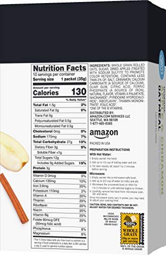 Amazon Brand - Happy Belly Instant Oatmeal, Apple &amp; Cinnamon, 1.23 ounce (Pack of 10)