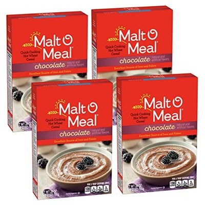 Chocolate Malt-O-Meal, Quick Cooking Hot Breakfast Cereal, 28 Ounce Box (Pack of 4)