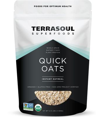 Terrasoul Superfoods Organic Instant Quick Oats, 2.5 Lbs, Premium Grade, Non-GMO, Gluten-Free Breakfast Essential