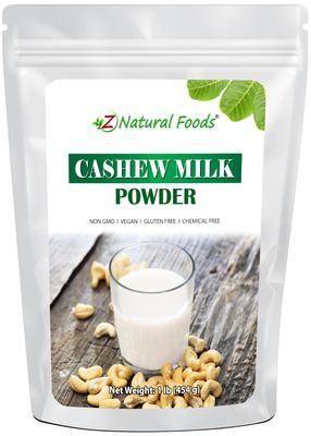 Z Natural Foods Cashew Milk Powder, Cashew Milk for Healthy Heart, Bones, and Skin, Ideal for Tea, Smoothies, and Recipes, High in Fiber, Non-GMO, Vegan, Gluten-Free, Kosher, 1 lb.