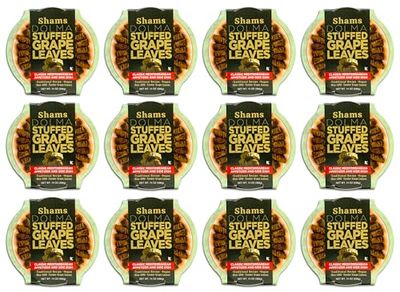 Shams Dolma Stuffed Grape Leaves, Vegan and Kosher Stuffed Grape Leaves, Non-GMO Dolmas, Traditional Recipe 14 Ounce, Pack of 12