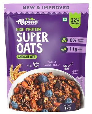 ALPINO Peanut Butter Super Oats Chocolate | 21% High Protein | Made with Rolled Oats, Chocolate Peanut Butter &amp; Cocoa | No Added Sugar &amp; Salt | Gluten-Free | Vegan (35.2 oz)