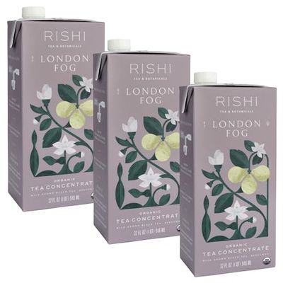 Rishi Tea London Fog Latte, Organic Black Tea Concentrate with Bergamot, Easy-to-Serve Hot or Iced Earl Grey Tea Mix - 32 fl oz Carton, 8 Servings (Pack of 3)