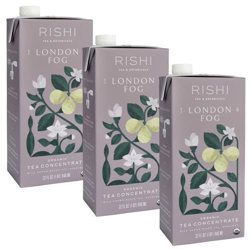 Rishi Tea London Fog Latte, Organic Black Tea Concentrate with Bergamot, Easy-to-Serve Hot or Iced Earl Grey Tea Mix - 32 fl oz Carton, 8 Servings (Pack of 3)