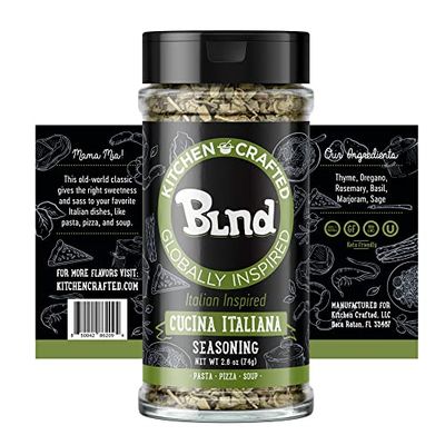 Kitchen Crafted - BLND Cucina Italiana Italian Seasoning, Italian Herbs, Spices &amp; Seasonings, Gluten-Free and Non-GMO Pasta, Soup, and Pizza Seasoning, 2.6oz