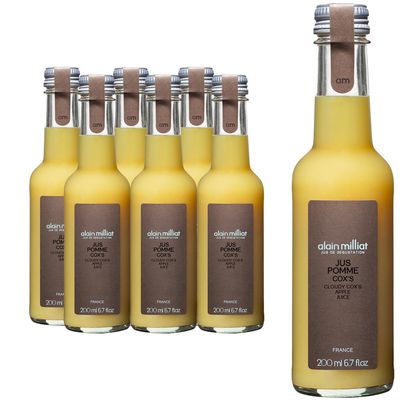 Alain Milliat Cloudy Cox&#39;s Apple Juice, 6.8 Fl Oz (Six 200ml Glass Bottles)