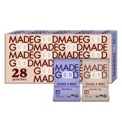 MadeGood Granola Minis Chocolate Chip &amp; Mixed Berry Variety Pack (28 Count) Gluten Free and Organic Snacks
