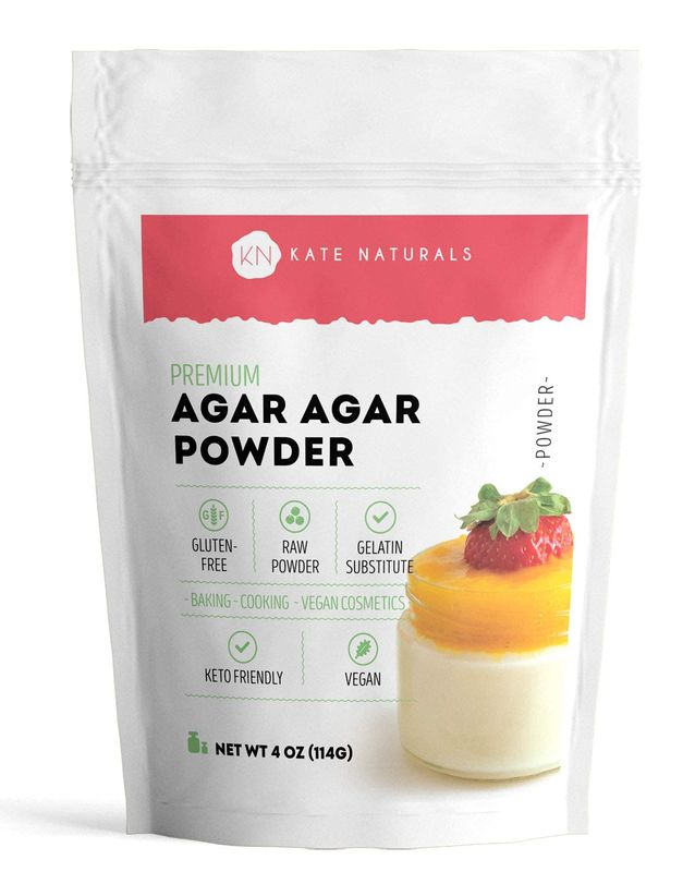 Kate Naturals Agar Agar Powder for Cooking &amp; Petri Dishes. Vegan Gelatin Substitute Powder Unflavored for Gelatin Sheets &amp; Halal (4oz, Vegetarian, Plant-based)
