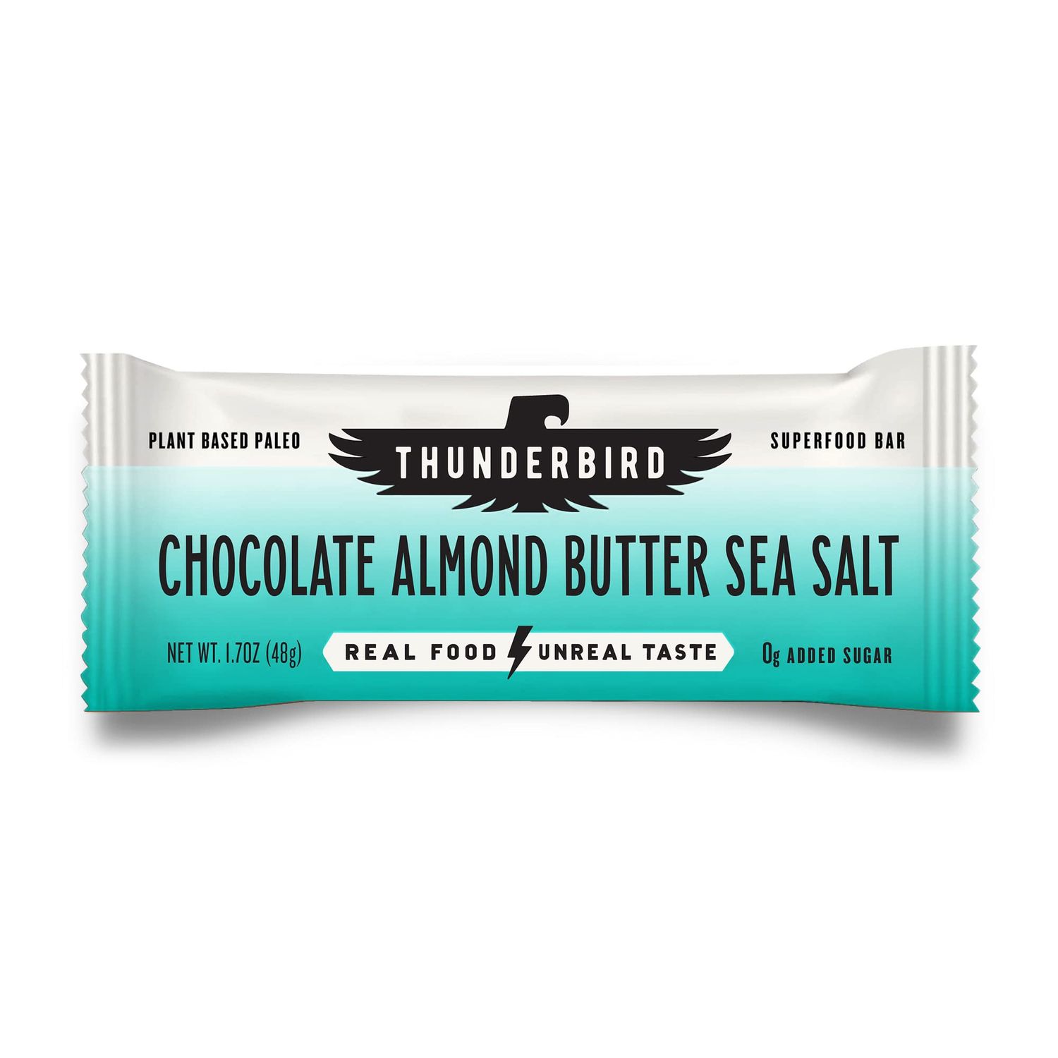 Thunderbird Bars Energy Snack, Gluten-Free with Protein, Healthy Real Food, Vegan Paleo Non-GMO, No Added Sugar, Chocolate Almond Butter Sea Salt Flavor (6 Count, 1.7 oz. Bars)