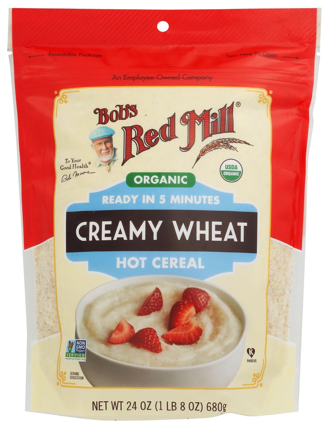 Bob&#39;s Red Mill Organic Creamy White Wheat Farina Hot Cereal, 24 Oz