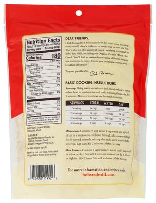 Bob's Red Mill Organic Creamy White Wheat Farina Hot Cereal, 24 Oz