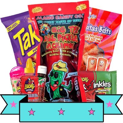 Chamoy Pickle Kit, Takis, Popular Mexican Candy, As Seen on Tik Tok Trend Items, Lucas Gusano, Salsagheti, Tajin, Sour Belts, Pepinillo de chamoy 7 piece