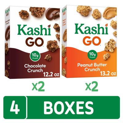 Kashi GO Breakfast Cereal, Fiber Cereal, Family Breakfast, Variety Pack (4 Boxes)
