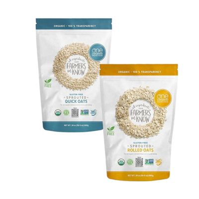 One Degree Organic Foods, Gluten Free, Sprouted Rolled Oats and Quick Oats, 24oz (Quick Oats &amp; Rolled Oats)