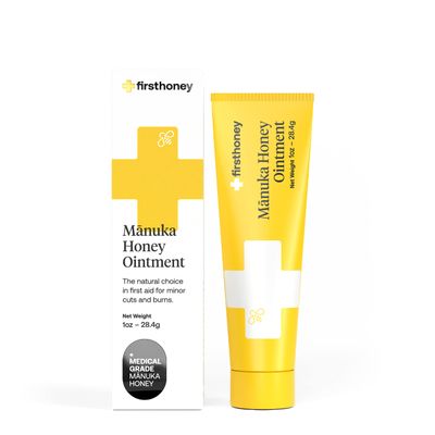 First Honey Wound Healing Ointment [ 1oz - 28.4g ] | 100% Active Leptospermum | Fast Relief &amp; Skin Repair | Manuka Honey from New Zealand | Antibiotic Free Burn Care, Scar Gel, Dressing Aid