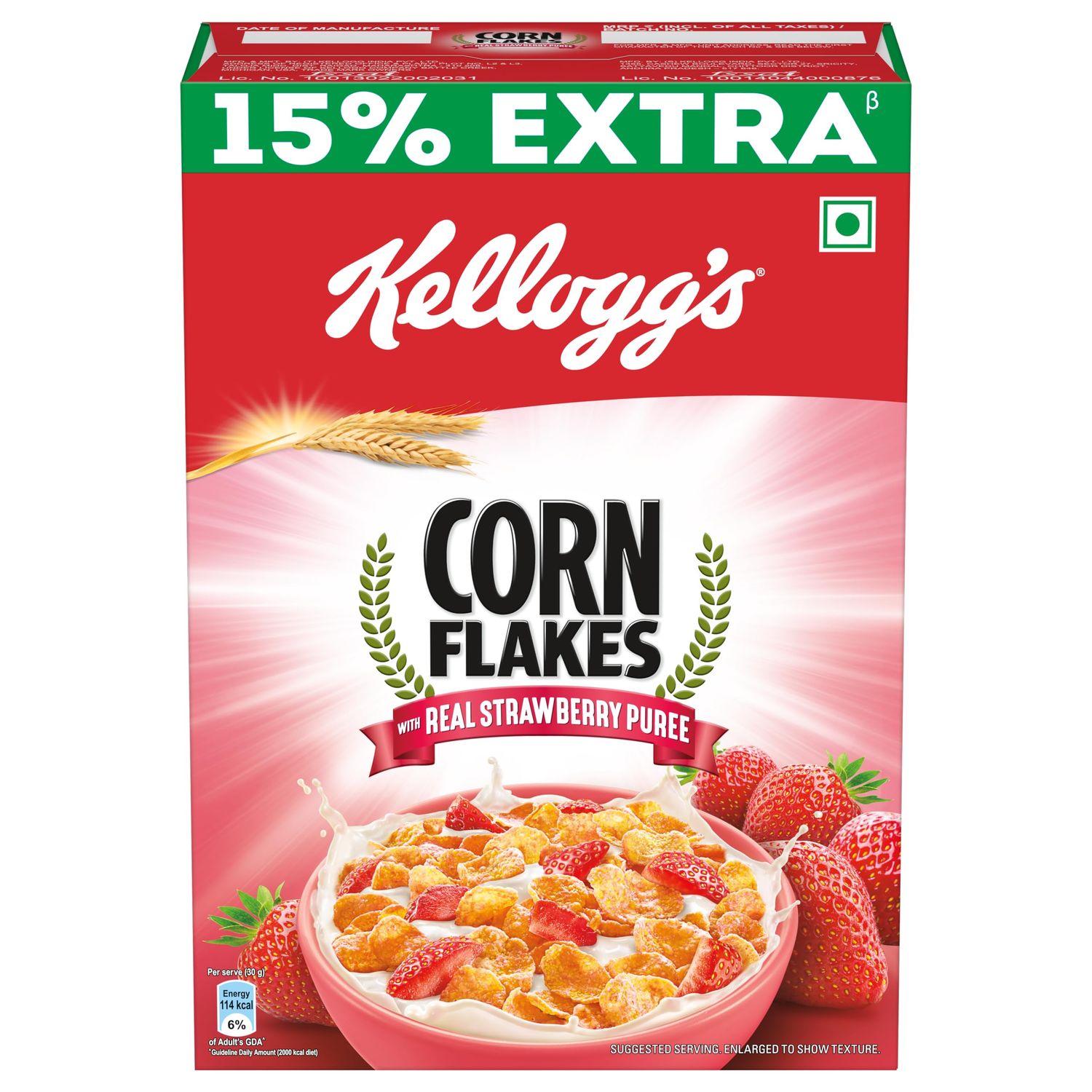 Kellogg&#39;s Corn Flakes Strawberry Flavour Breakfast Cereal 275gms Pack