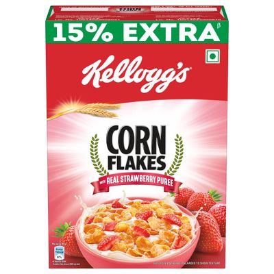 Kellogg&#39;s Corn Flakes Strawberry Flavour Breakfast Cereal 275gms Pack