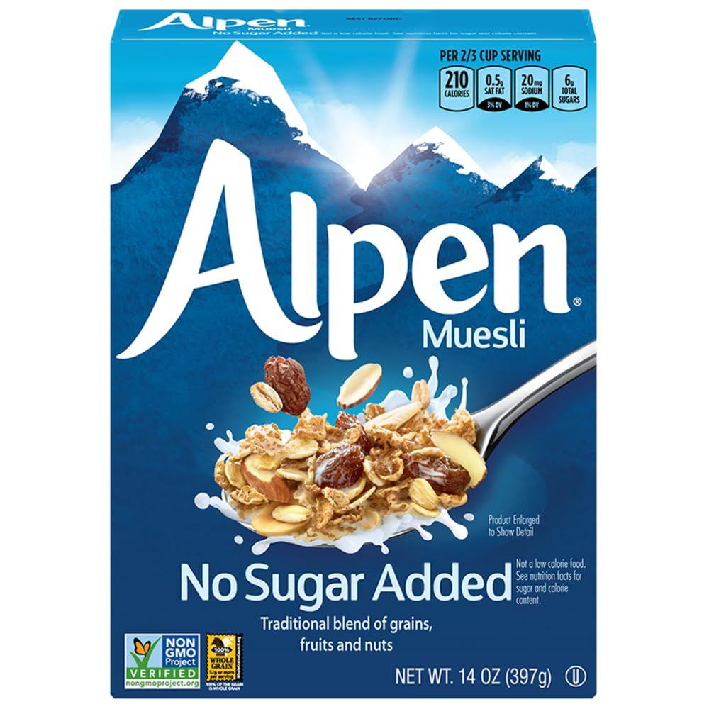 Alpen Muesli Cereal, No Sugar Added, 14 Ounce (Pack of 6)