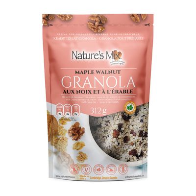Nature&#39;s Mix Maple Walnut Granola - Packed with Walnuts, Raisins, and Dried Currants - Sweetened with Canadian Maple Syrup - No Sugar, Salt, or Preservatives - For Yogurt, Cereal, or Snacking (Small)