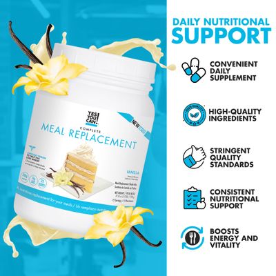 Yes You Can! Complete Meal Replacement - 15 Servings, 20g of Protein, 0g Added Sugars, 21 Vitamins and Minerals - All-in-One Nutritious Meal Replacement Shake (Vanilla)