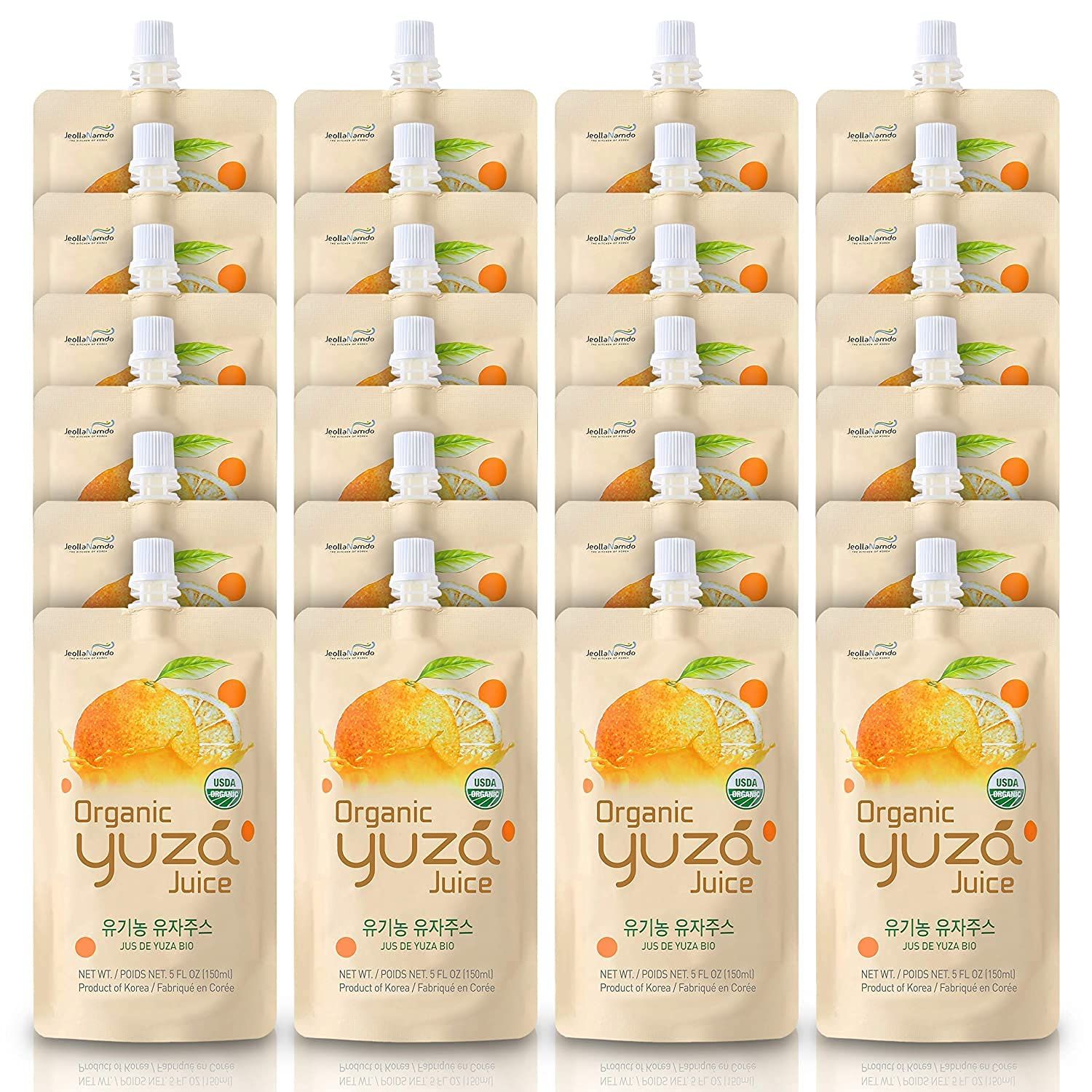 USDA Organic Yuzu Citron Juice [ 24 Pouches ] Ready to Drink, ON-THE-GO Vegan Kids Juice, Yuzu Beverage Rich in Vitamin C, Korean Honey Citron Tea by [Yuza]