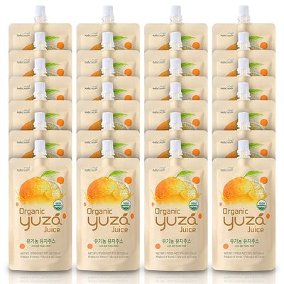 USDA Organic Yuzu Citron Juice [ 24 Pouches ] Ready to Drink, ON-THE-GO Vegan Kids Juice, Yuzu Beverage Rich in Vitamin C, Korean Honey Citron Tea by [Yuza]
