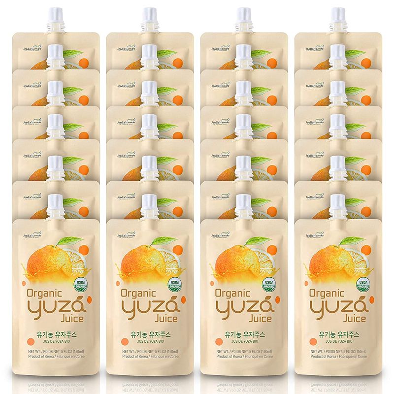 USDA Organic Yuzu Citron Juice [ 24 Pouches ] Ready to Drink, ON-THE-GO Vegan Kids Juice, Yuzu Beverage Rich in Vitamin C, Korean Honey Citron Tea by [Yuza]