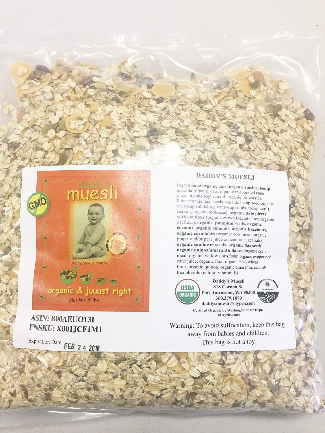 Daddy&#39;s Organic Muesli (5lb Bulk Box)