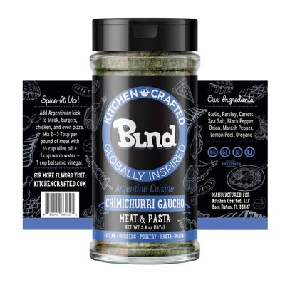 Kitchen Crafted - BLND Chimichurri Seasoning Dry Rub, Argentinian Herbs, Spices &amp; Seasonings, Use As Pizza Seasoning, Steak Seasoning, Poultry Seasoning, or Argentine Grill Seasoning, 5.9 oz