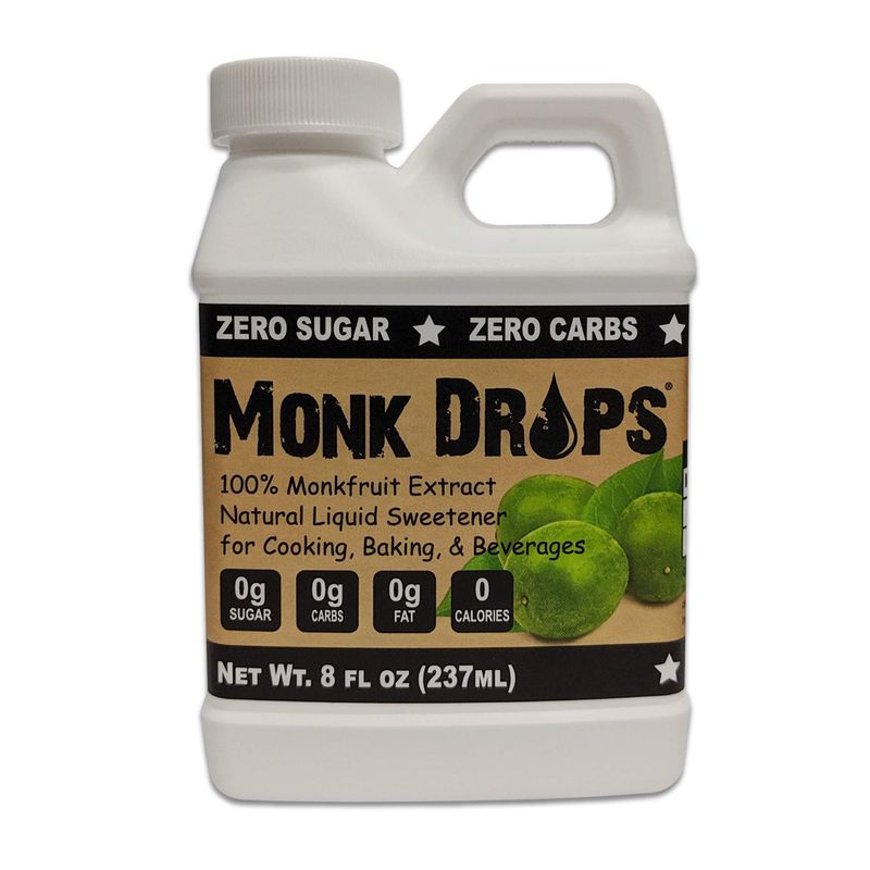 Monk Drops - 100% Monkfruit Liquid Sweetener, Zero Glycemic, Zero Calories, Zero Sugar, No Added Water, Concentrated Monk Fruit (350 Servings) (Original, 8 Fl Oz Jug)