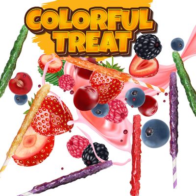 Fusion Select 24 Crystal Rock Candy Sticks - Sweet Hard Sugar Lollipop Snacks with Strong Flavors - Assorted Large, Individually Wrapped Candies - Colored Buffet Treats & Party Favors for Kids