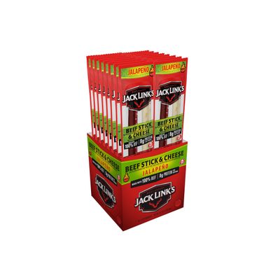 Jack Links Jalapeno Beef &amp; Cheese Combo, Spicy Snack Pack - 100% Beef Stick and Cheese Stick Made with Real Wisconsin Cheese - 8g Protein, 1.2 Ounce (Pack of 16)