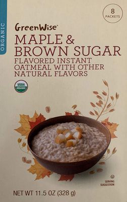 GreenWise Organic Maple &amp; Brown Sugar Flavored Instant Oatmeal, 8 packets