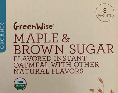 GreenWise Organic Maple &amp; Brown Sugar Flavored Instant Oatmeal, 8 packets