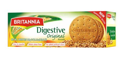 BRITANNIA Digestive Original Biscuits 14.11oz (400g) - Whole Wheat Flavor Cookies - Breakfast &amp; Tea Time Healthy Snacks (Pack of 1)