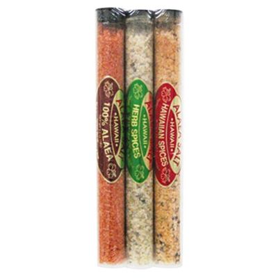 Hawaii 100% Red Alaea Salt Grilling &amp; Herb Spices 3 Assorted Sets 9 Tubes Total
