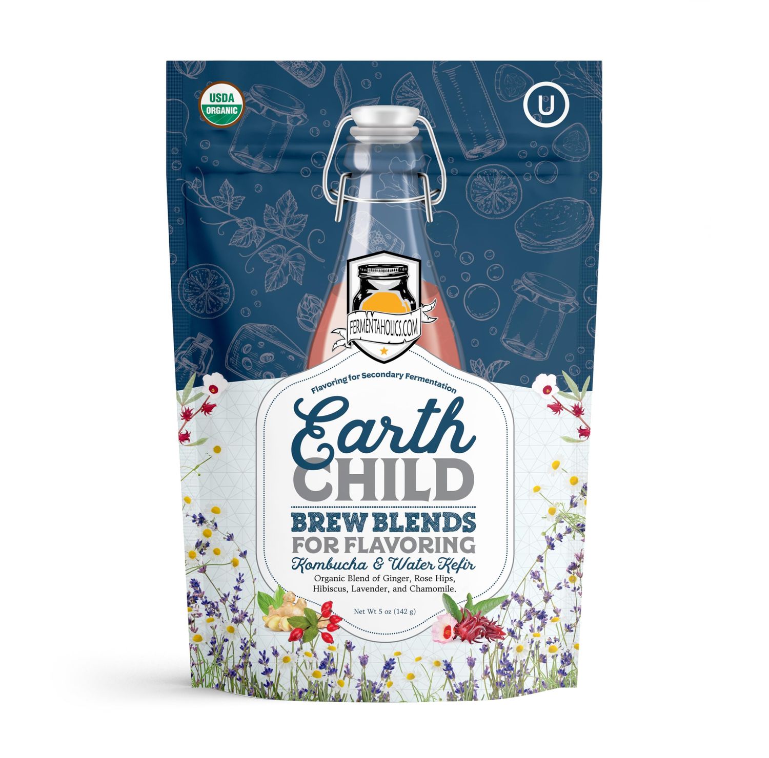 Fermentaholics Organic Earth Child Brew Blends: Secondary Fermentation Flavoring for Kombucha, Water Kefir, and Other Fermented Drinks